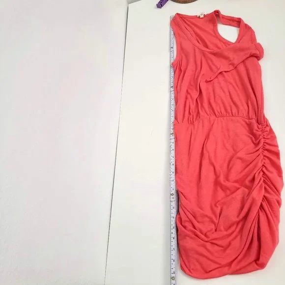 Soft Joie Coral Ruched Bottom Made in Peru Bodycon Tank Dress SZ Medium - Picture 9 of 12